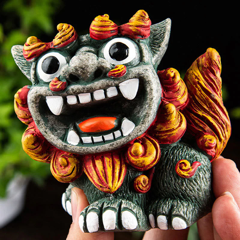 Small Pair of Resin Fu Foo Dogs | Protection Buddha Statue - Image 6