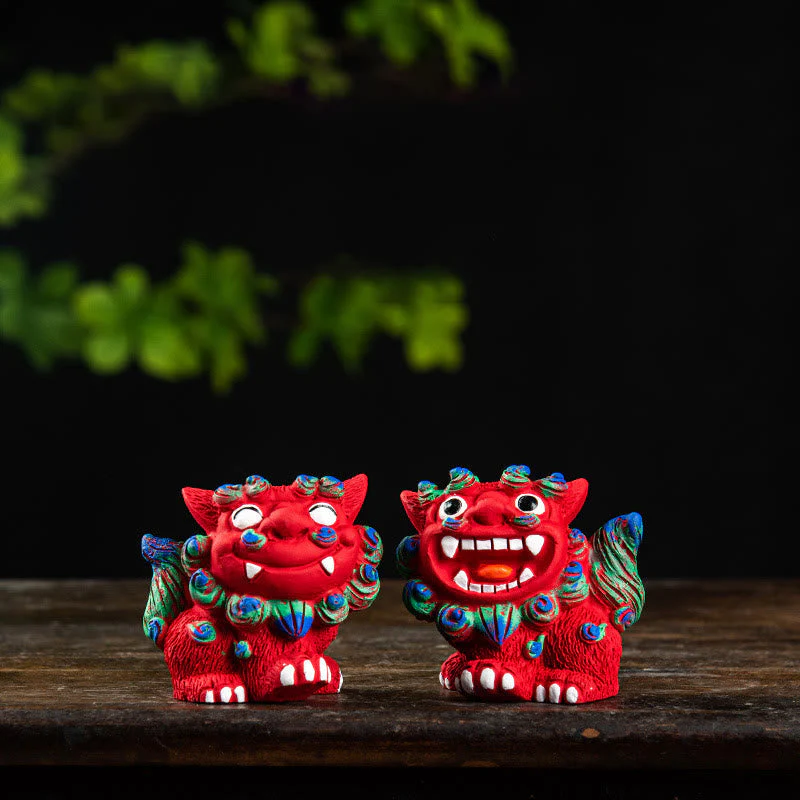 Small Pair of Resin Fu Foo Dogs | Protection Buddha Statue - Image 7