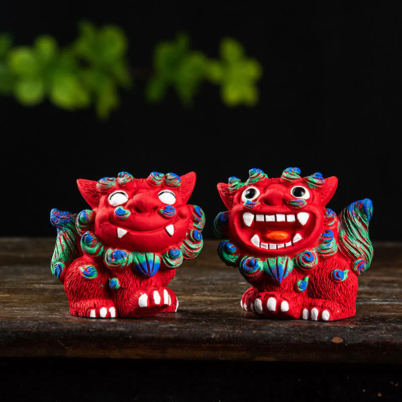 Small Pair of Resin Fu Foo Dogs | Protection Buddha Statue - Image 8