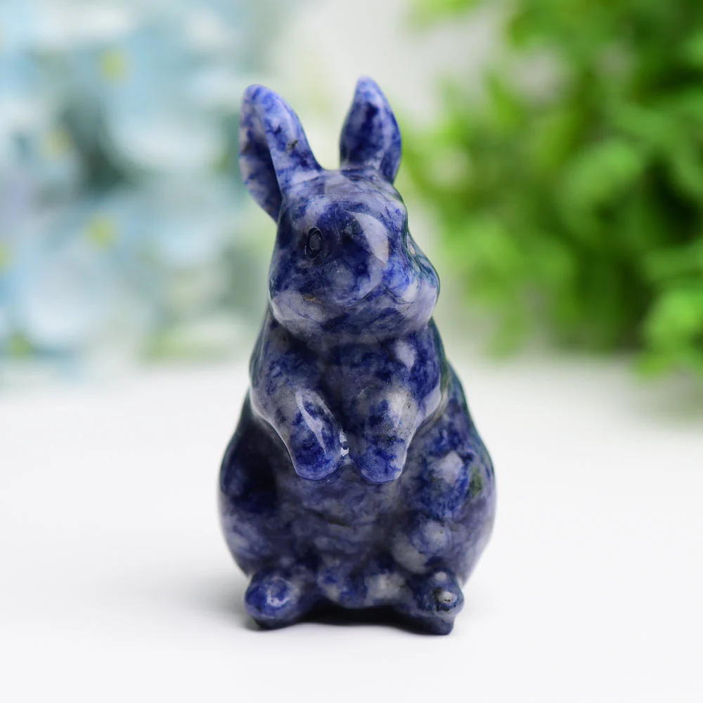3.0 Inch Sodalite Crystal Rabbit Figurine for Prosperity - Image 2
