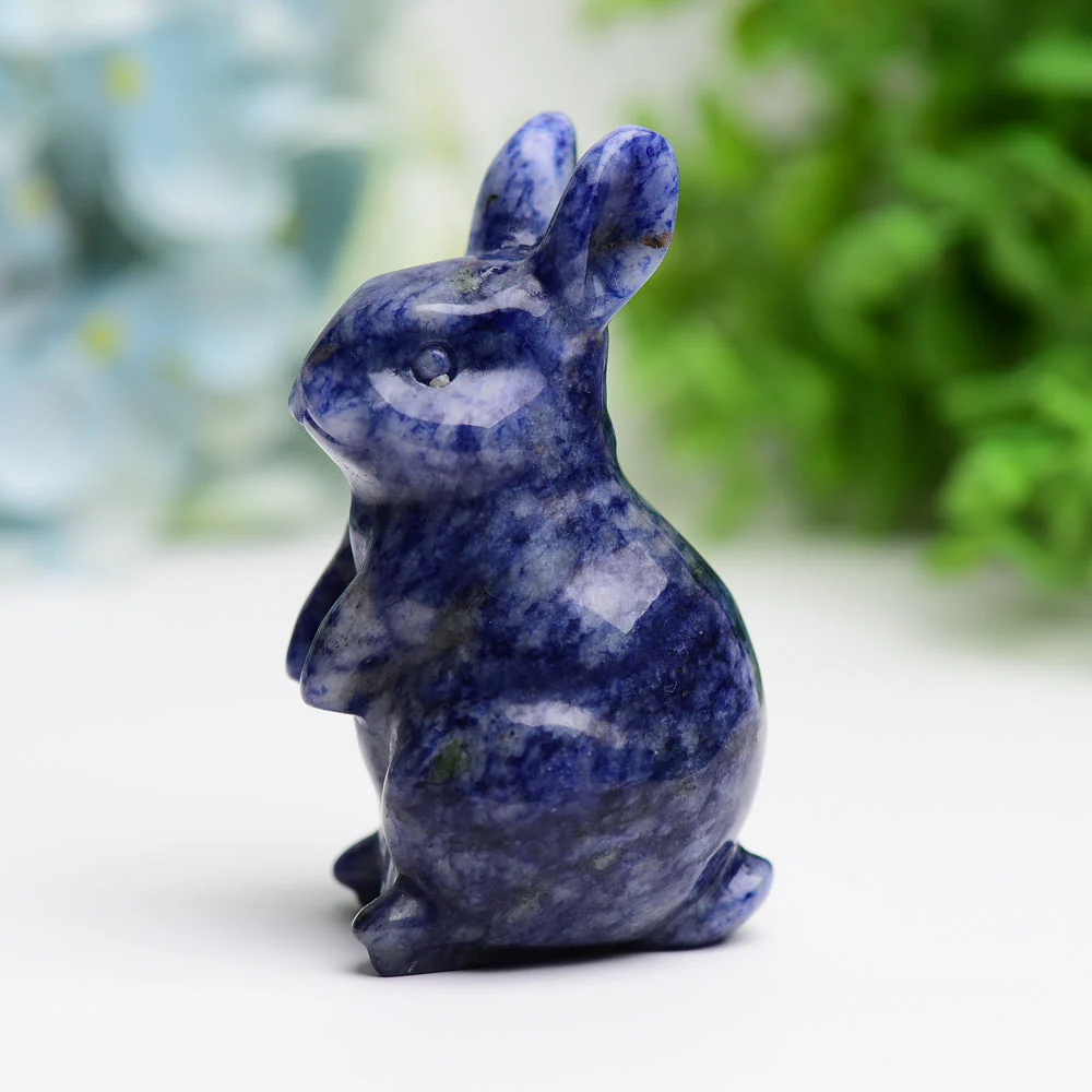 3.0 Inch Sodalite Crystal Rabbit Figurine for Prosperity - Image 3