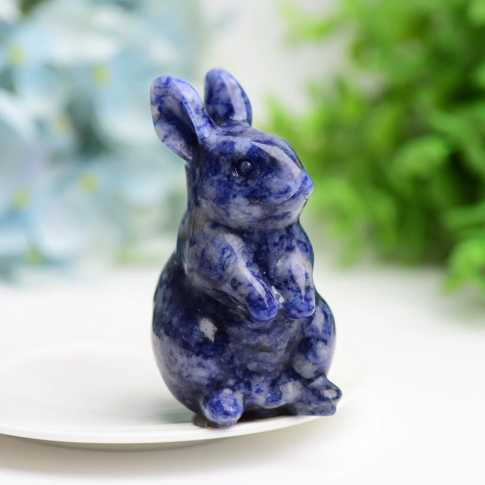 3.0 Inch Sodalite Crystal Rabbit Figurine for Prosperity - Image 5
