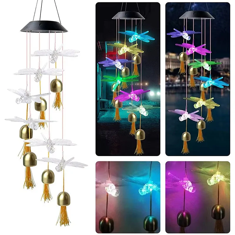 Solar Dragonfly Wind Chime LED Outdoor Decor - Image 4