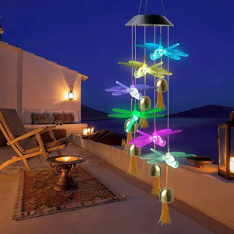 Solar Dragonfly Wind Chime LED Outdoor Decor - Image 5