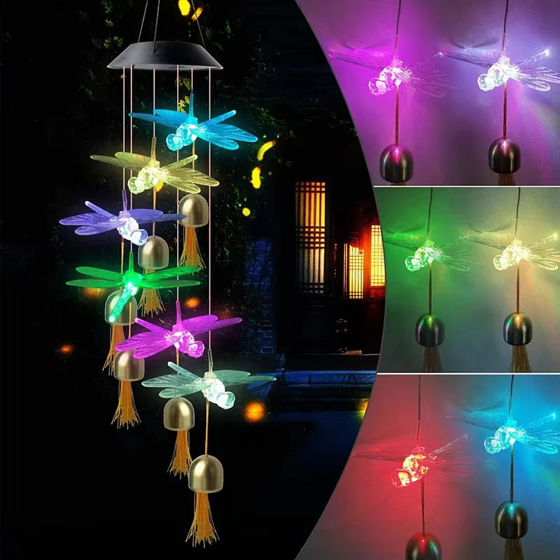 Solar Dragonfly Wind Chime LED Outdoor Decor - Image 6