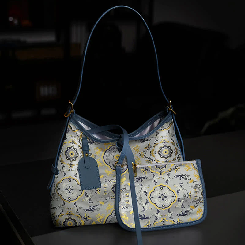 Song Brocade Crossbody Bag with Crane Deer Butterfly Embroidery - Image 7