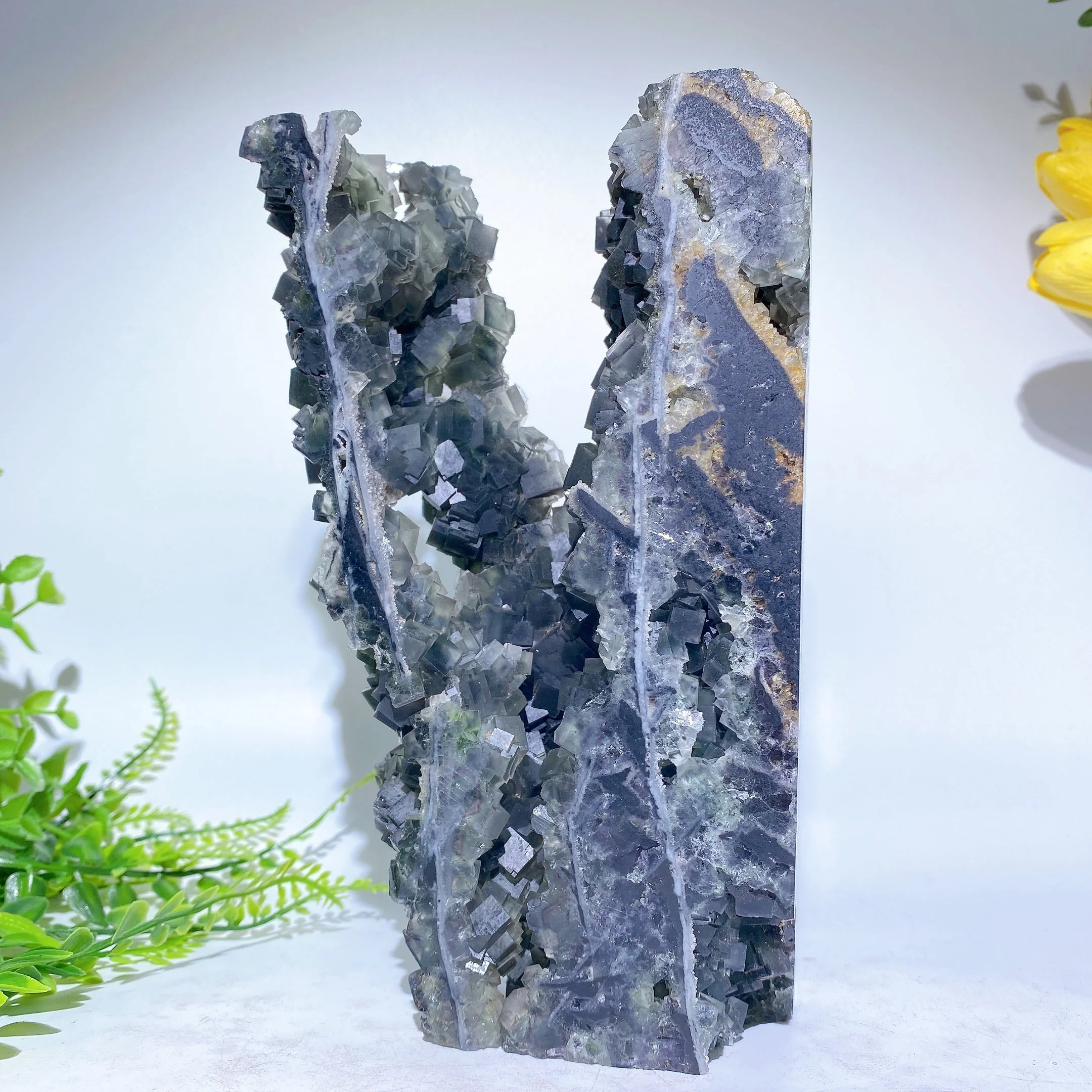Unique 20cm Sphalerite & Fluorite Crystal Specimen Healing - Image 2
