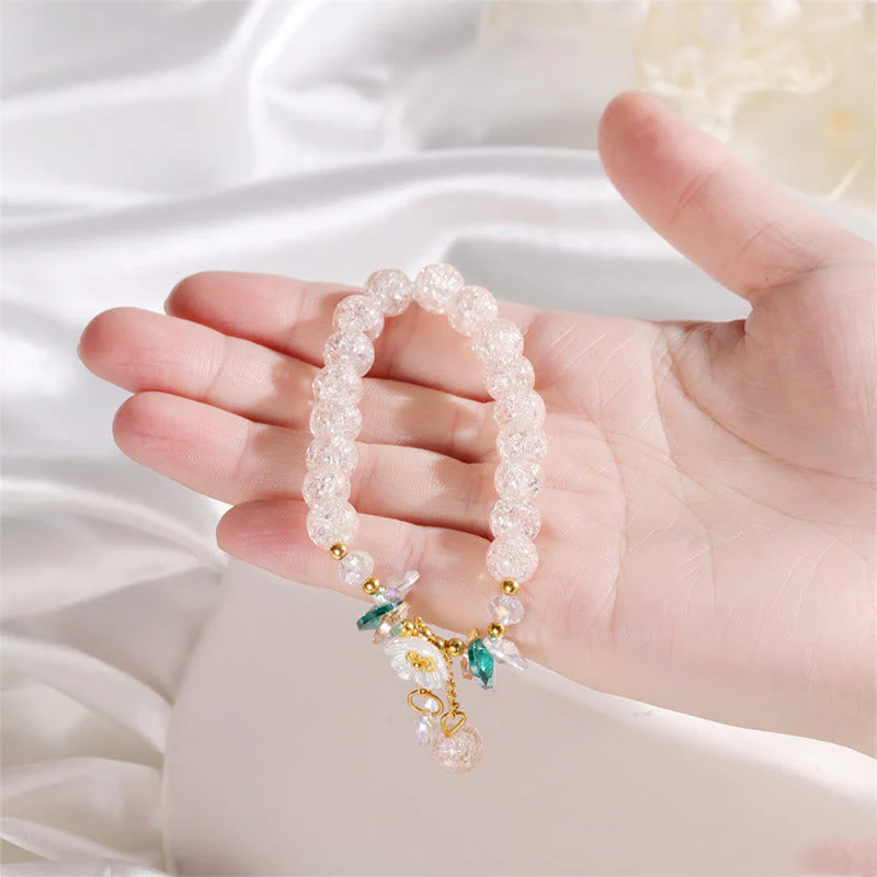 Spiritual Glass Bead Bracelet with Flower Charm for Protection - Image 10
