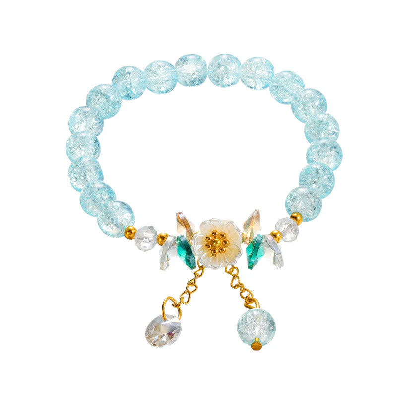 Spiritual Glass Bead Bracelet with Flower Charm for Protection - Image 16