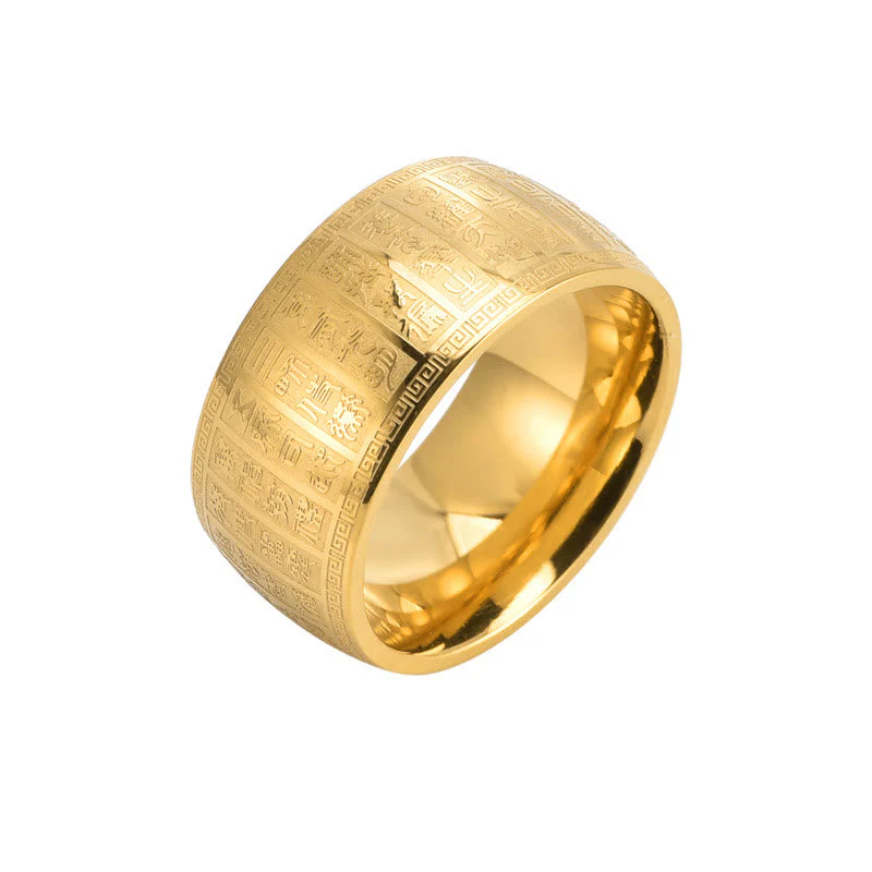 Gold Spiritual Ring with Chinese Characters Engraved | Balance & Harmony - Image 3
