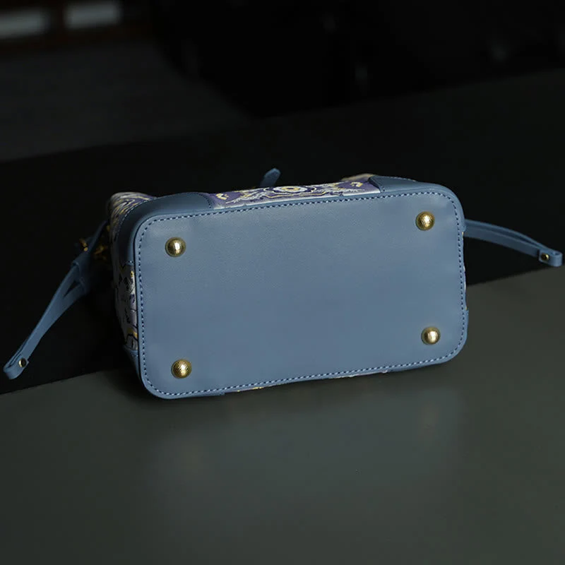 SteelBlue Crane Deer Song Brocade Crossbody Bag - Image 2