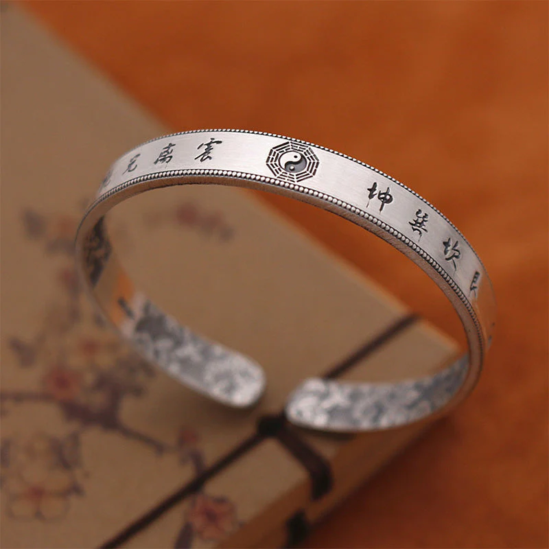 999 Sterling Silver Bagua Yin Yang Balance Bracelet - Image 2