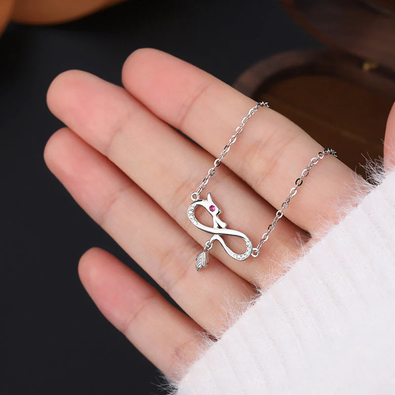 999 Sterling Silver Dragon Necklace with Endless Knot Charm - Image 4