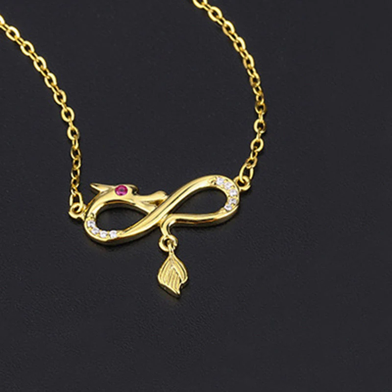 999 Sterling Silver Dragon Necklace with Endless Knot Charm - Image 7