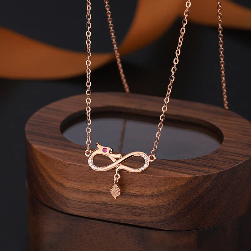 999 Sterling Silver Dragon Necklace with Endless Knot Charm - Image 9
