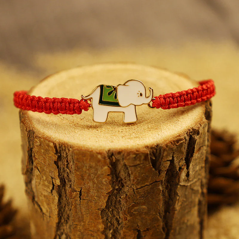 Sterling Silver Red String Elephant Bracelet for Luck & Protection - Image 3