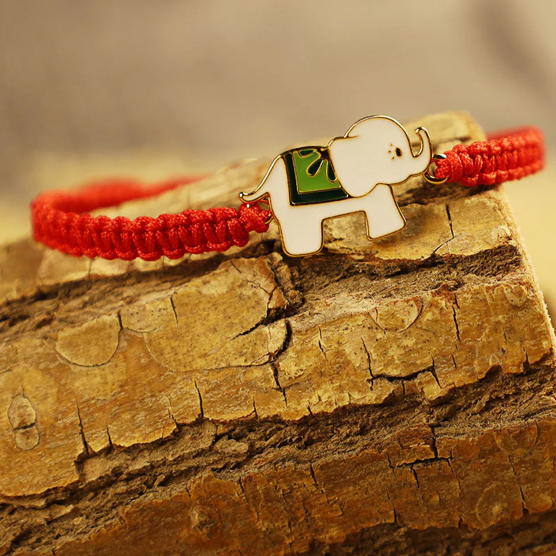 Sterling Silver Red String Elephant Bracelet for Luck & Protection - Image 4