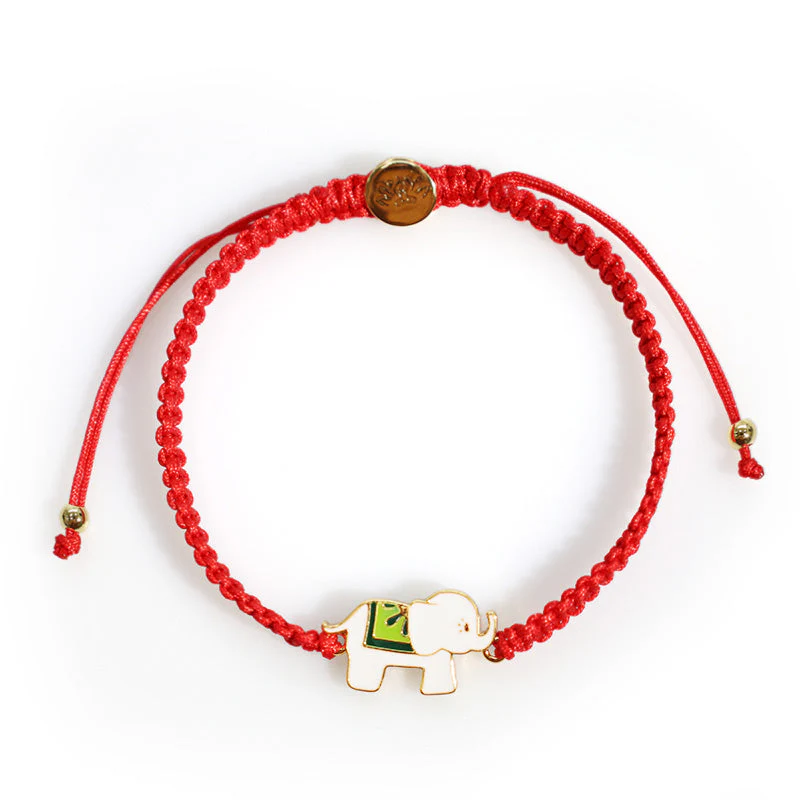 925 Sterling Silver Elephant Bracelet with Red String for Luck & Protection - Image 6
