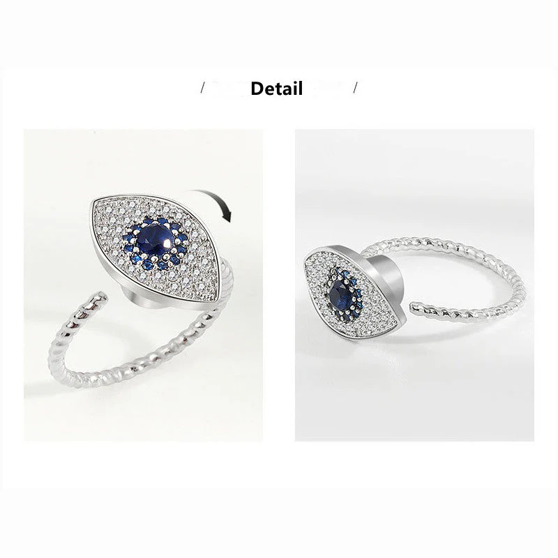Adjustable 925 Sterling Silver Evil Eye Protection Ring - Image 7