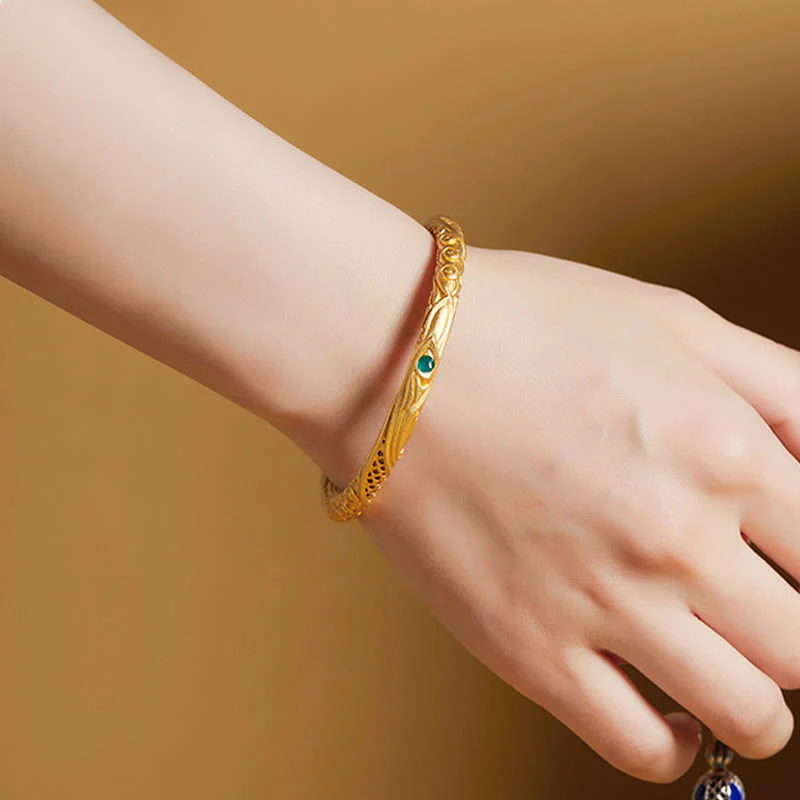 Sterling Silver Golden Flower Blessing Bracelet 57mm - Image 7