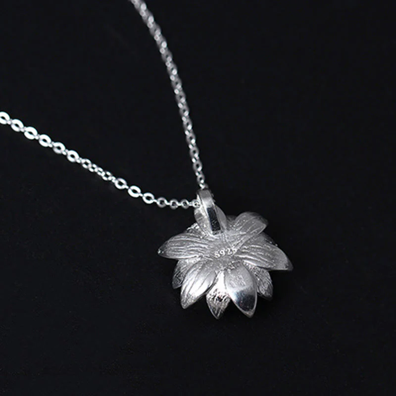 925 Sterling Silver Lazurite Lotus Necklace for Self Care - Image 7