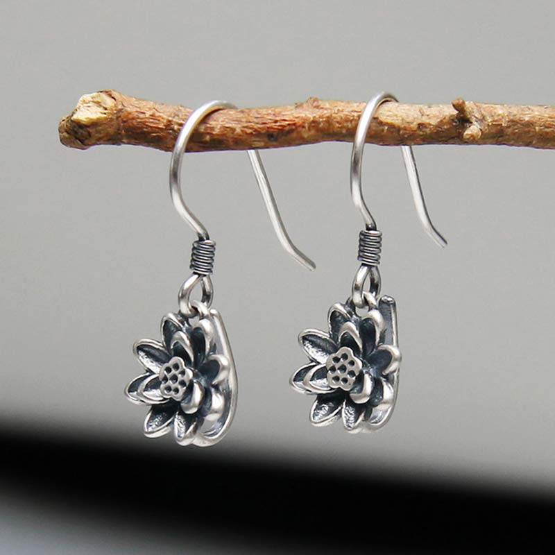 925 Sterling Silver Lotus Flower Enlightenment Earrings - Image 3