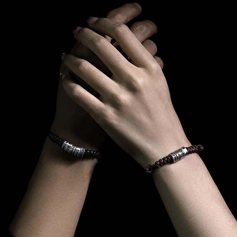 Morse Code Sterling Silver Wax Rope Bracelet - Image 14
