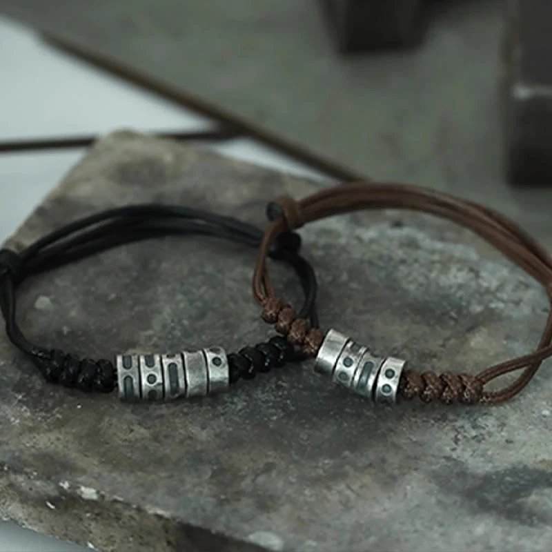 Morse Code Sterling Silver Wax Rope Bracelet - Image 16