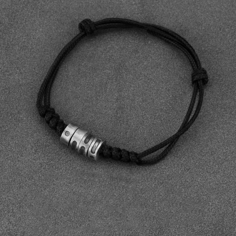 Morse Code Sterling Silver Wax Rope Bracelet - Image 2