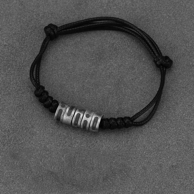 Morse Code Sterling Silver Wax Rope Bracelet - Image 3