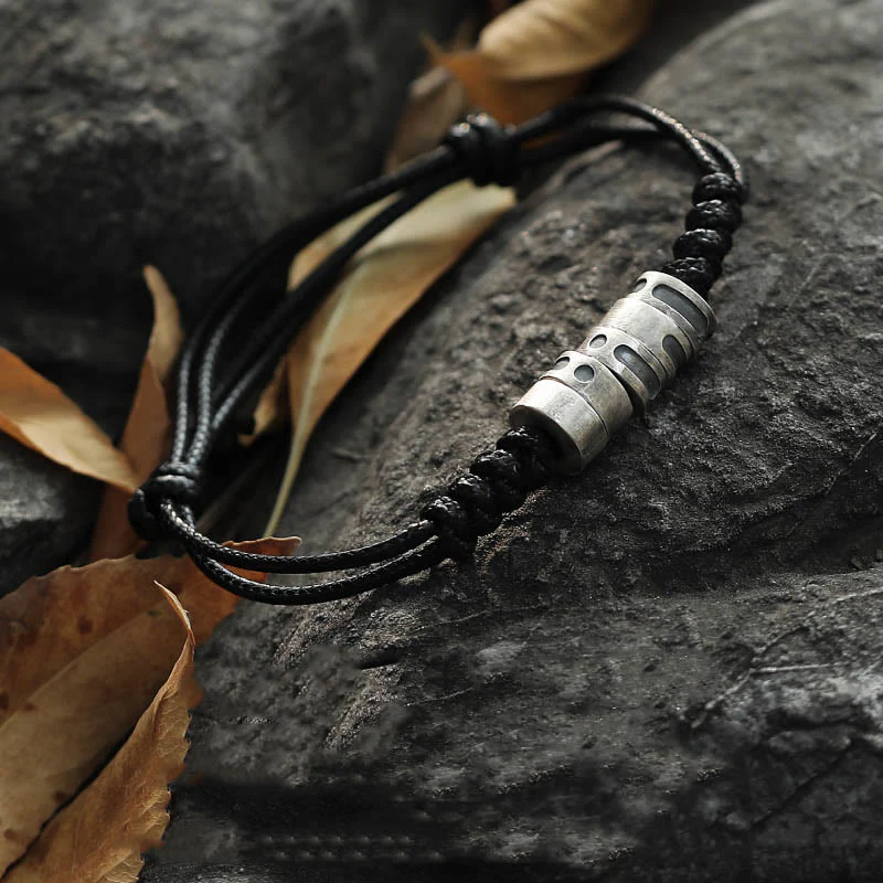 Morse Code Sterling Silver Wax Rope Bracelet - Image 4