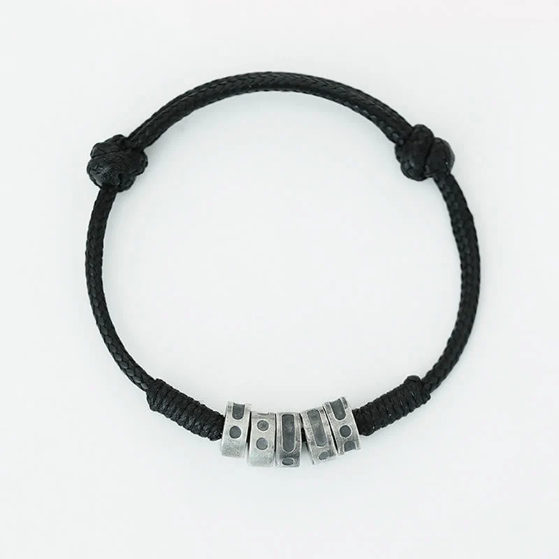 Morse Code Sterling Silver Wax Rope Bracelet - Image 5