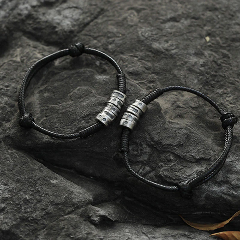 Morse Code Sterling Silver Wax Rope Bracelet - Image 9