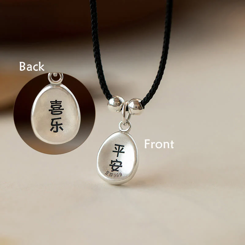 999 Sterling Silver Spiritual Necklace with Peace Joy Fu Charm - Image 13