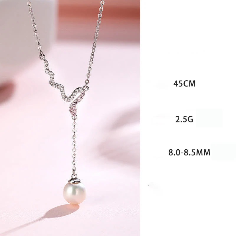 925 Sterling Silver Pearl Necklace Pendant Year of Snake Harmony - Image 7