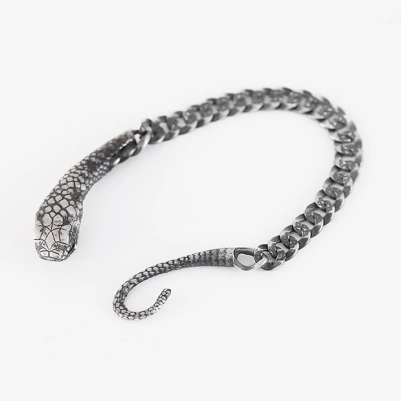 Sterling Silver Snake Shape Bracelet for Year of the Snake Blessing - Image 10