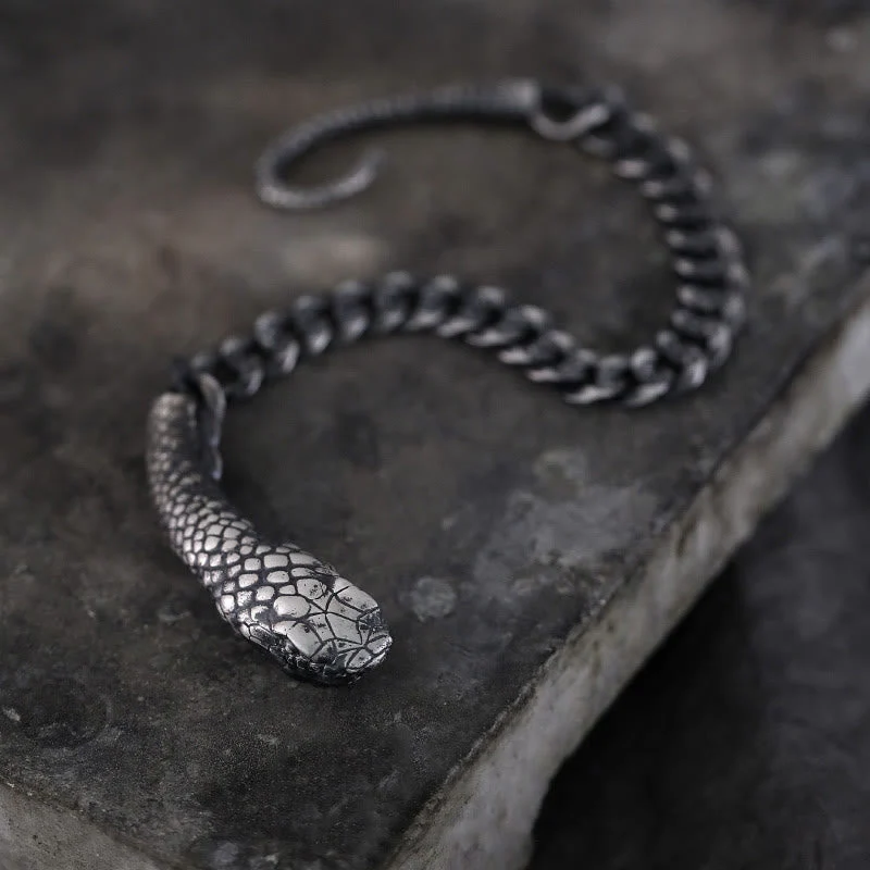 Sterling Silver Snake Shape Bracelet for Year of the Snake Blessing - Image 2