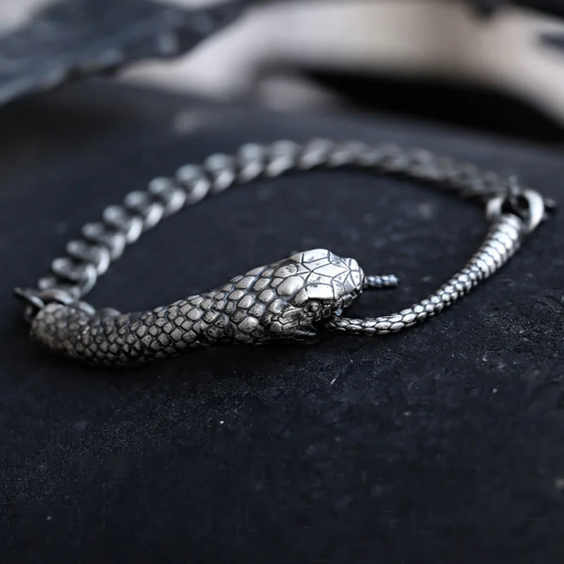 Sterling Silver Snake Shape Bracelet for Year of the Snake Blessing - Image 3