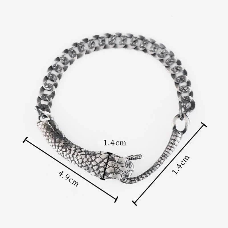 Sterling Silver Snake Shape Bracelet for Year of the Snake Blessing - Image 7
