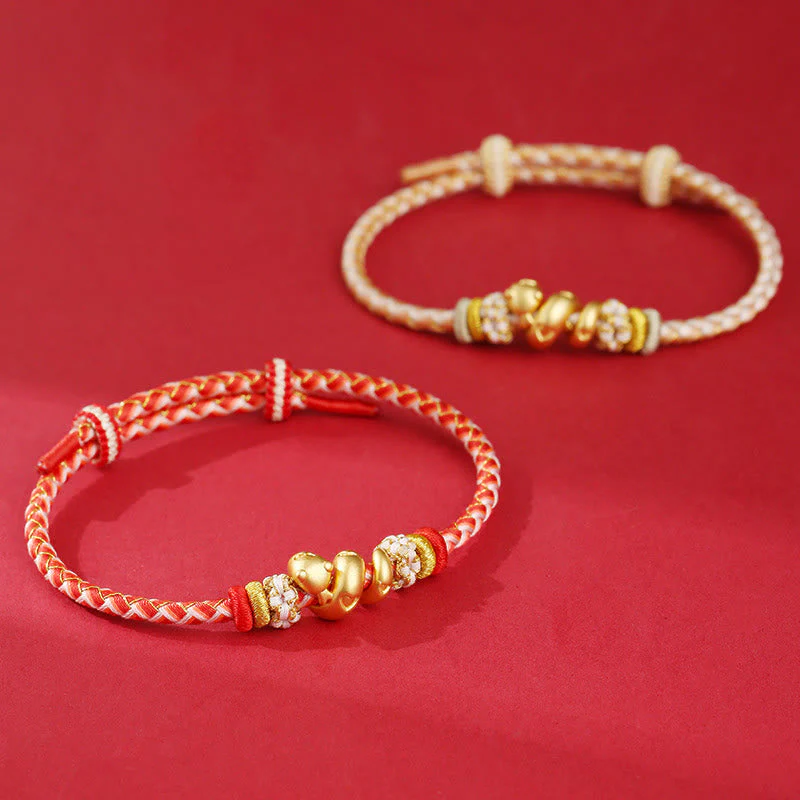 Sterling Silver Snake Gradient Red String Luck Bracelet - Image 11