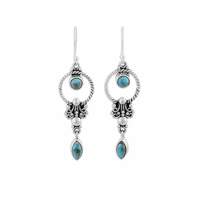 925 Sterling Silver Turquoise Balance Drop Dangle Earrings - Image 10