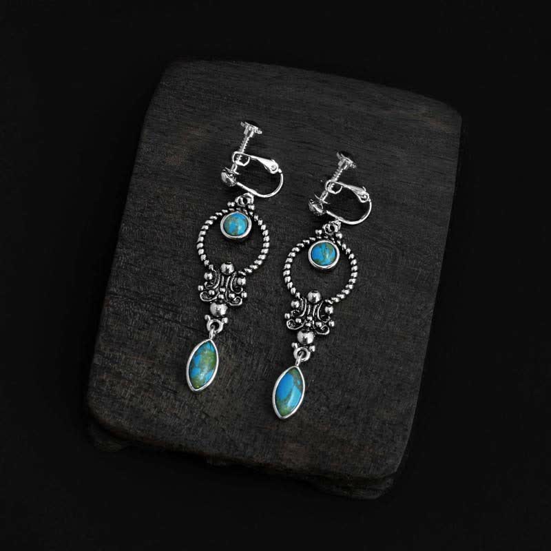 925 Sterling Silver Turquoise Balance Drop Dangle Earrings - Image 11