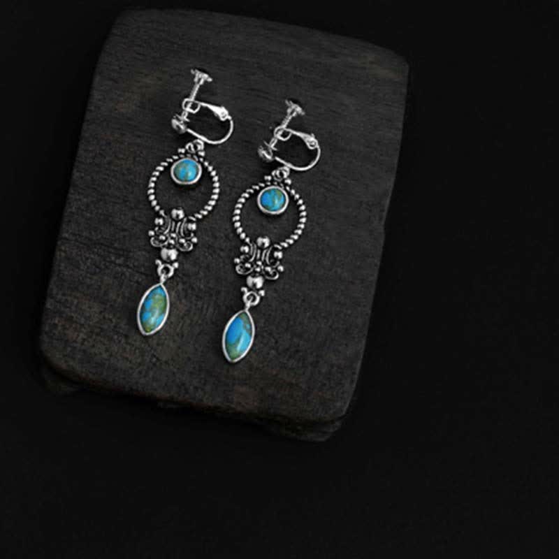 925 Sterling Silver Turquoise Balance Drop Dangle Earrings - Image 13