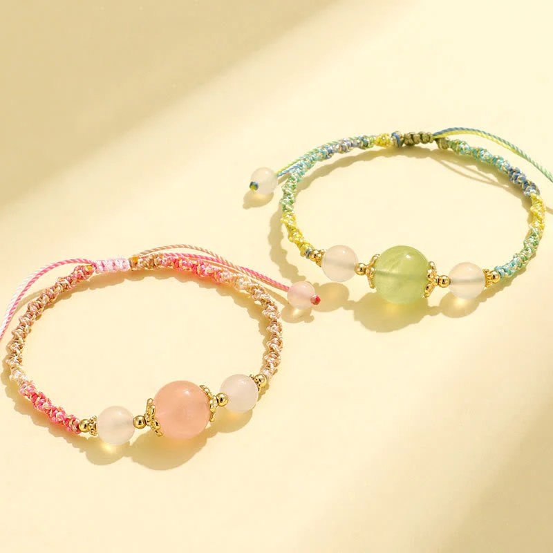 Strawberry Quartz Healing Bracelet with Pink Crystal & White Agate 12mm - Image 13