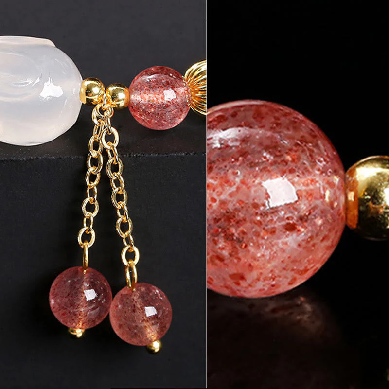 6mm Strawberry Quartz Rabbit Healing Bracelet for Women - Image 8