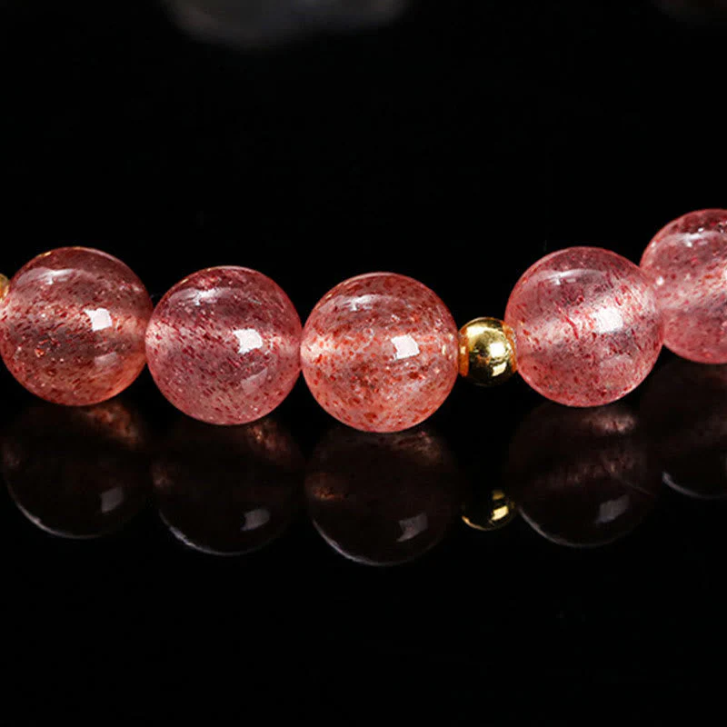 6mm Strawberry Quartz Rabbit Healing Bracelet for Women - Image 9
