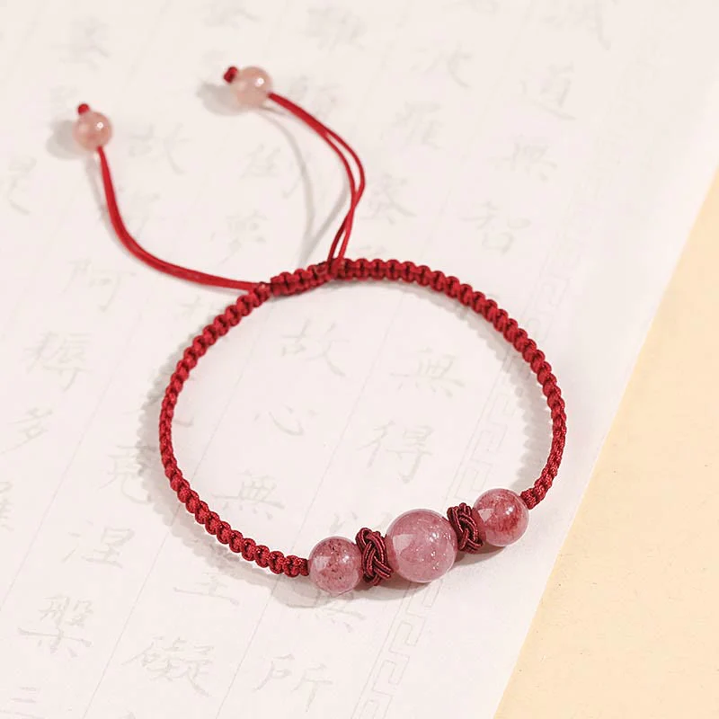 Strawberry Quartz Red String Bracelet for Love & Healing - Image 2