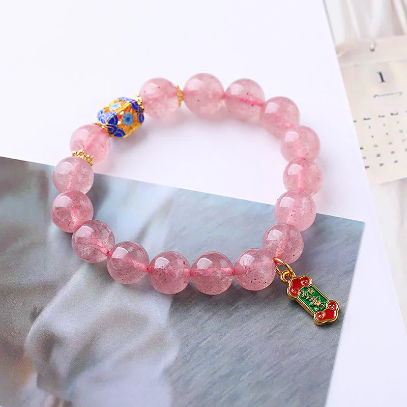 Strawberry Quartz Ruyi Charm Bracelet for Love Healing - Image 2