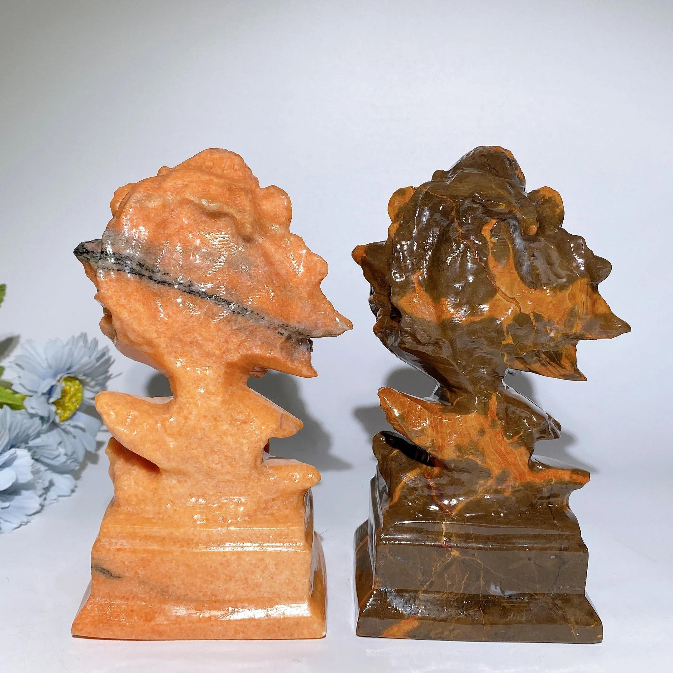 7.0 Inch Sunstone & Jade Lion Head Crystal Figurines - Image 4
