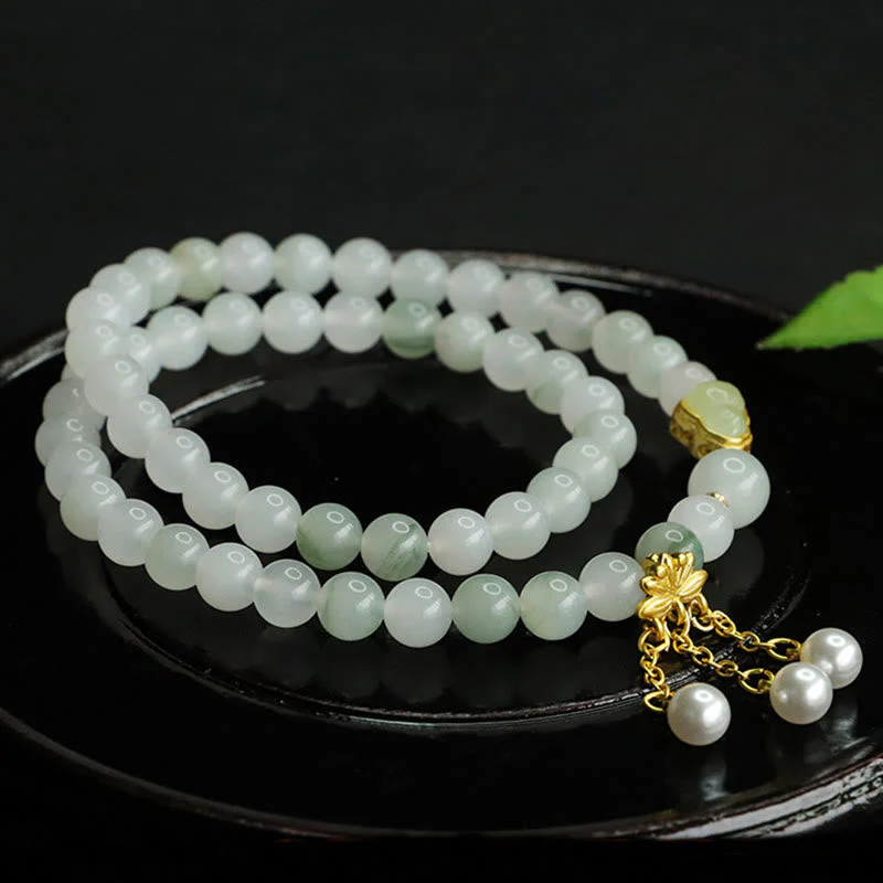 6mm Tianshan Jade Lotus Prosperity Bracelet for Women - Image 3